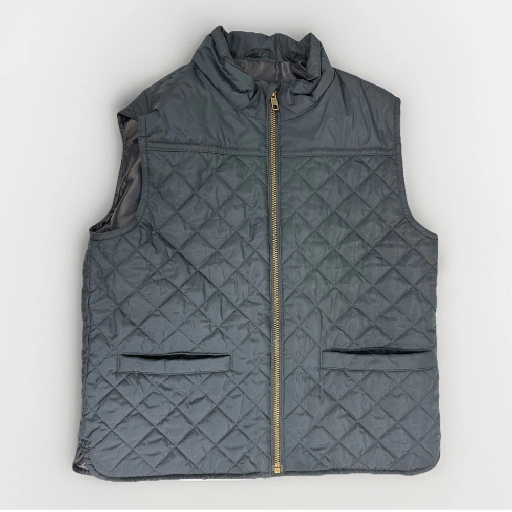 J Crew Crewcuts Sz L Kids Navy Blue Quilted Puffer Vest Zip Up - Picture 1 of 6